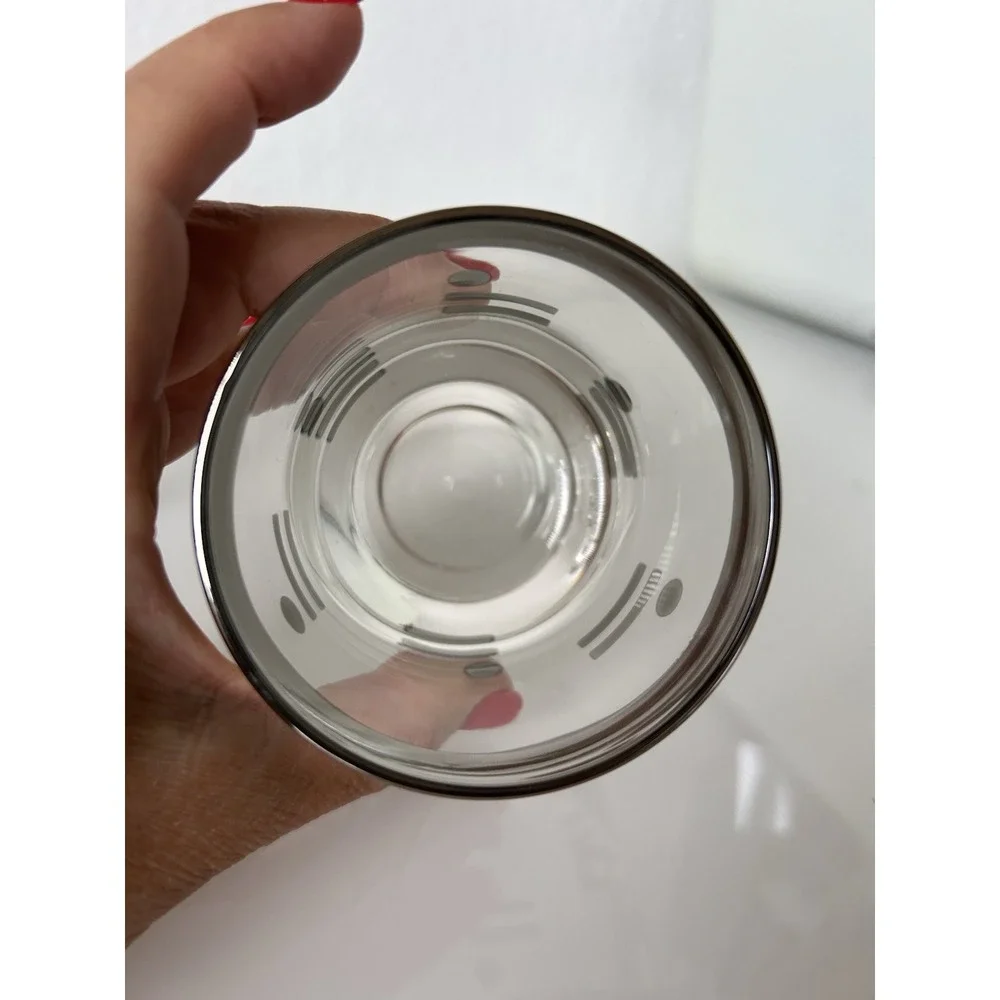Vintage 1960 Metalyte Dorothy Thorpe Style Silver Dot Dash Rock Glass Set 7 MCM